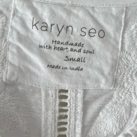 100% Cotton Embroidered Oversized Tunic Tank by Karyn Seo White Size Small - Picture 6 of 7